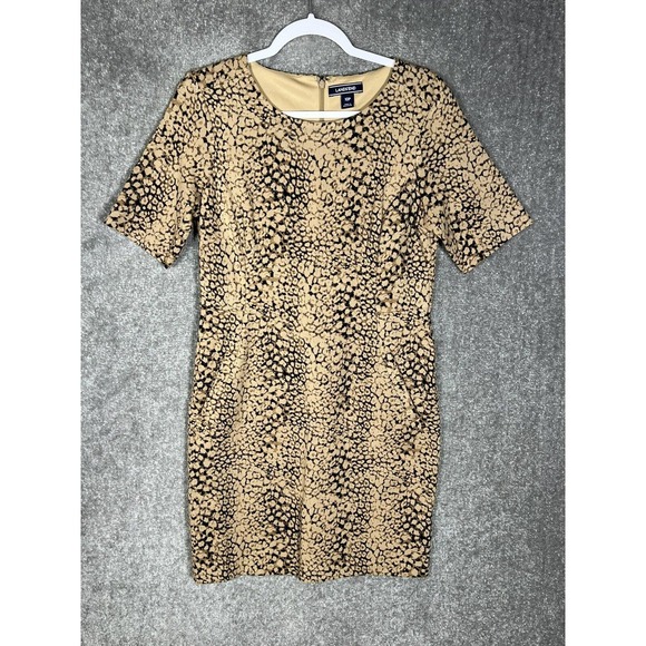 Lands End Sheath Dress Womens Size 10 Petite 10P Stretch Animal Print Pockets‎ - Picture 1 of 12